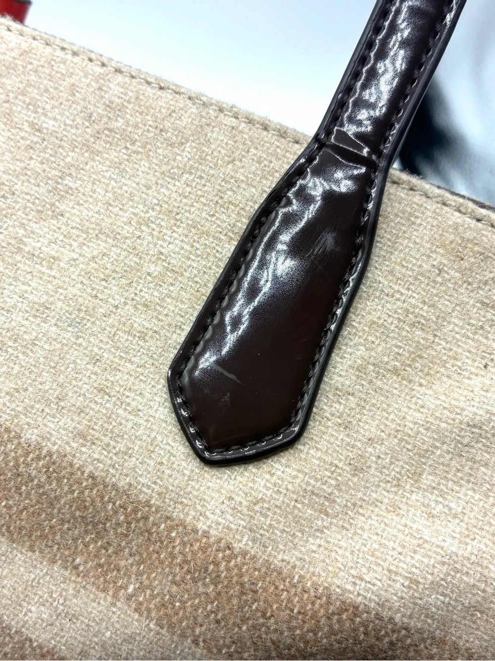 Coach Wool Stripe Satchel Bow Bag F24784 Beige Brown
